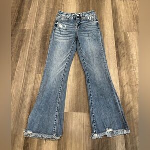 Altar'd State Distressed Blue Flare Jeans Size 24